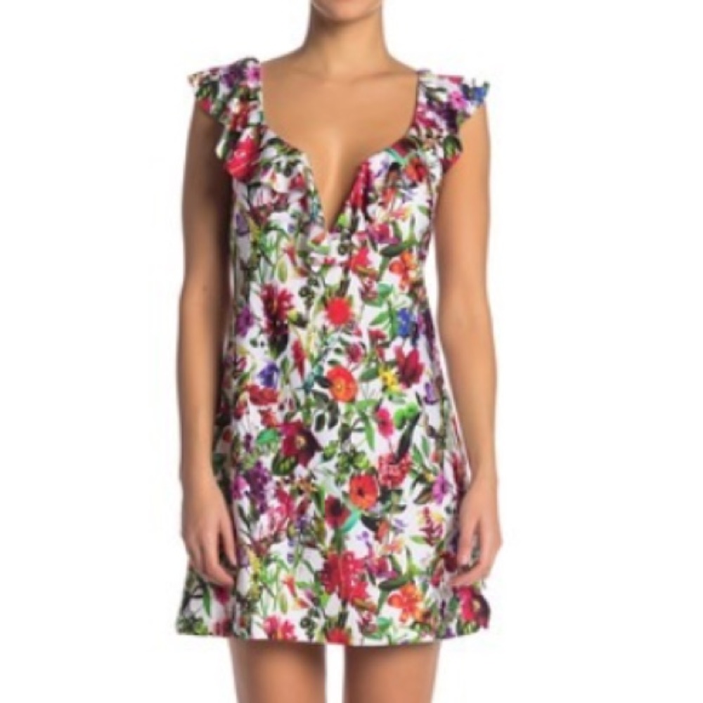 NWT Tahari Ruffle V-Wire Floral Cover-Up Dress